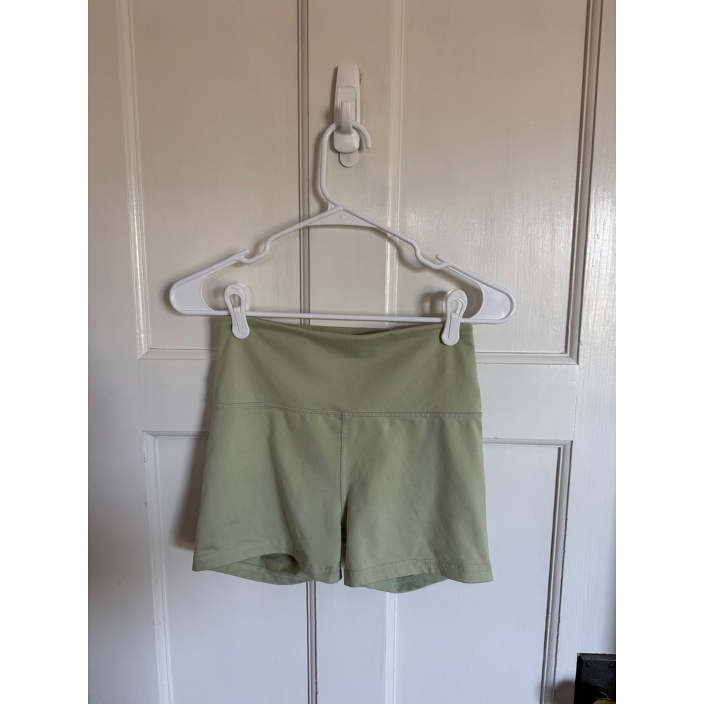 Reformation light green EcoStretch bike shorts size medium
